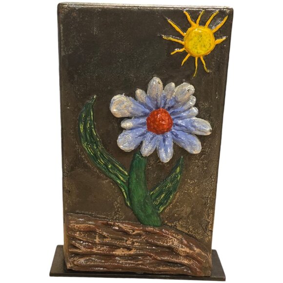 Metal Flower Sculpture OOAK Modern Art Home Decor Floral Statue - Picture 15 of 16